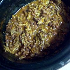 A picture of Crockpot pork shoulder chili.