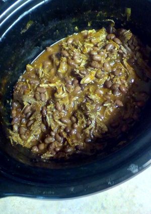 A picture of Crockpot pork shoulder chili.