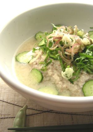 A picture of Chilled Miso Soup with Horse Mackerel.