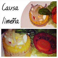 A picture of Causa Limeña (Peruvian dish).