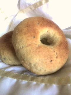 A picture of Tofu Okara Bagels Made with Tofu, Okara, and Flour.