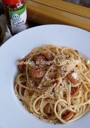 Foto resep Spagetti Aglio e Olio with Sausages