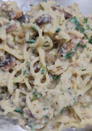 A picture of Mushroom carbonara.