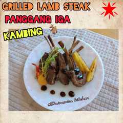 A picture of Grilled lamb steak | panggang iga kambing.