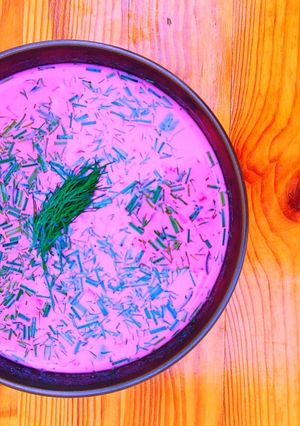 A picture of Cold purple soup.