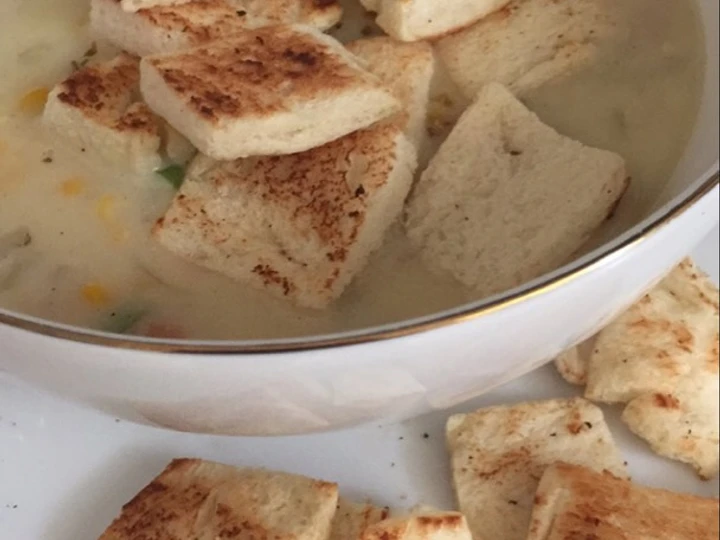 Cara Gampang Membikin Resep Cream soup dan roti panggang teflon yang Menggugah Selera Anti Ribet, Mantap Sekali