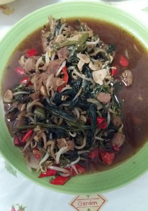 Foto resep Oseng Kangkung Toge Bakso Rumahan