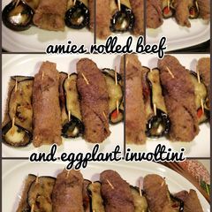 A picture of AMIEs Rolled Beef with Eggplant Involtini.