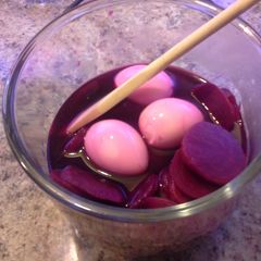 Pennsylvania Dutch red beets and eggs A picture of Pennsylvania Dutch red beets and eggs.