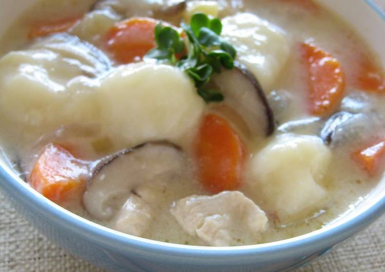 My Daughter love Milk Miso Soup With Rice Flour Dumplings