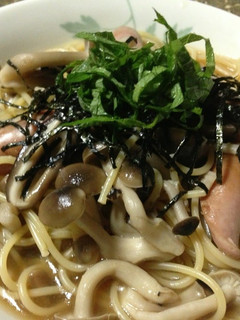 A picture of Japanese-Style Mushroom Soup Pasta in 10 Minutes.
