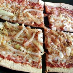 A picture of low calorie flat out pizza.