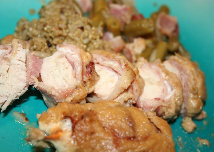super easy bacon wrapped chicken cordon bleu recipe main photo