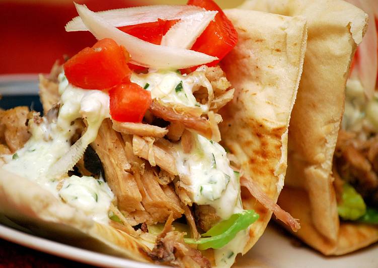 Recipe of Homemade Grilled Pork Pitas w/Cucumber Mint Sauce