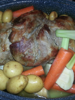 A picture of Pork Roast with root veggies.