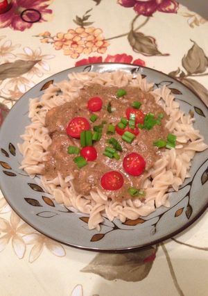 A picture of Mushroom Sauce Pasta.