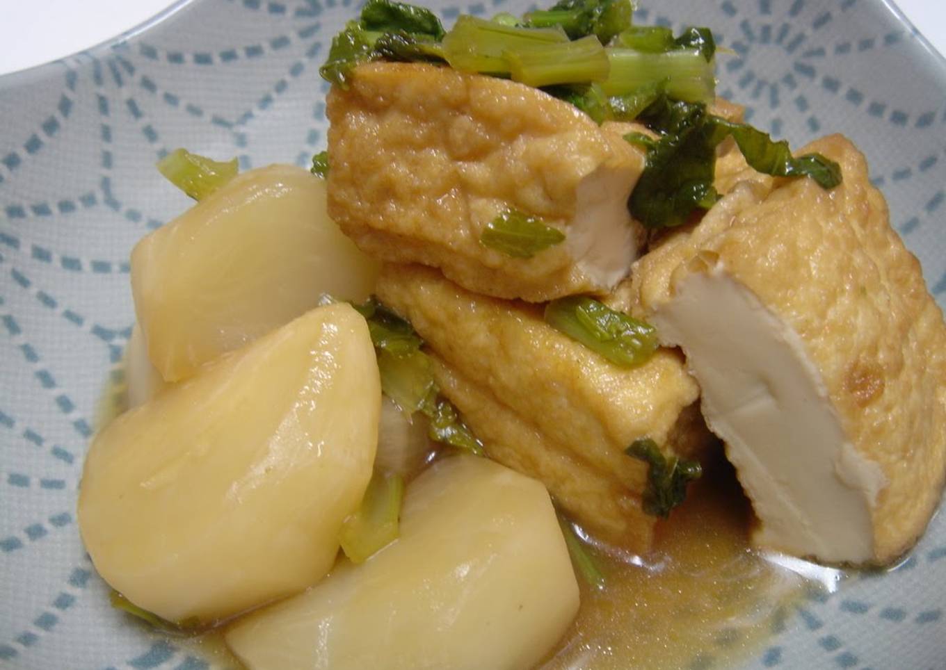 Stewed Turnips and Atsuage (Thick Fried Tofu)