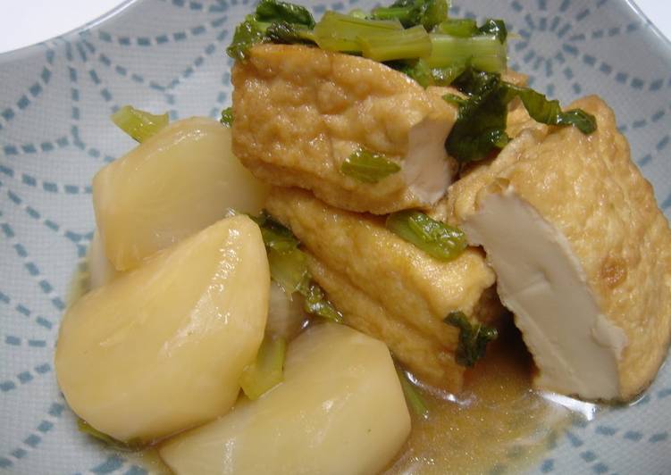 Stewed Turnips and Atsuage (Thick Fried Tofu)
