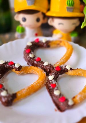 A picture of Heart-Shaped Eggless Churros.