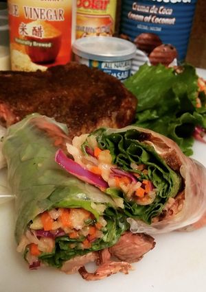 A picture of Ribeye spring roll.
