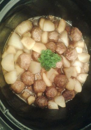 A picture of Crockpot Meatball Casserole.