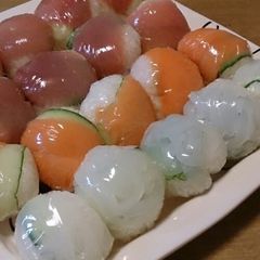 A picture of Sushi Balls With Twice the Sashimi.