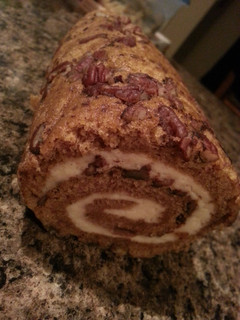 A picture of Nutty Pumpkin Roll.