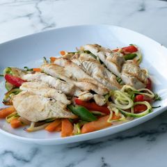 A picture of Herb-Roasted Chicken Breast with Vegetables.