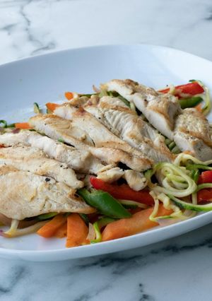 A picture of Herb-Roasted Chicken Breast with Vegetables.
