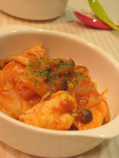 A picture of Chicken with Tomato Cream Sauce.