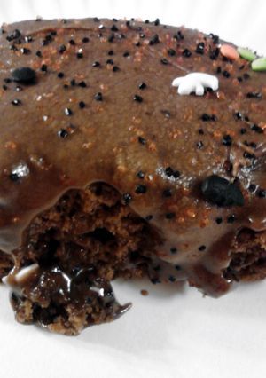 A picture of Rootbeer Brownie Cake W/chocolate rootbeer frosting.