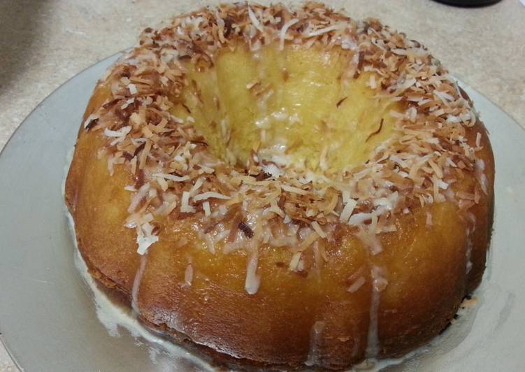 Steps to Prepare Any-night-of-the-week Island pineapple coconut rum cake