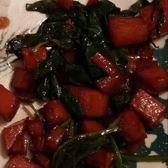 A picture of Sauteed Spinach and Yams.