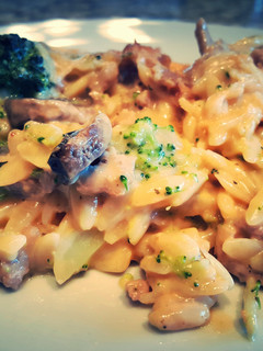 A picture of Orzo broccoli casserole.
