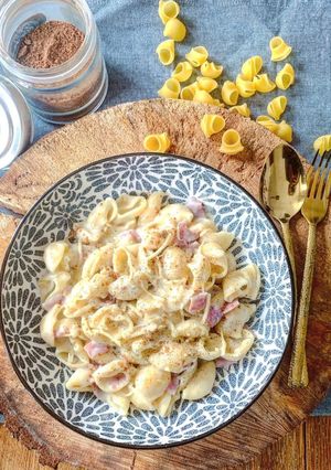 Une photo de Macaronis jambon fromage