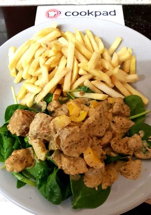 A picture of My Tenderloin pork& Sausage in a creamy Mustard Pepper sauce. 😉.