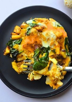A picture of Spinach with Sweet Potatoes Recipe: Quick Meal Idea.