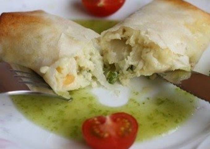 Recipe of Super Quick Homemade Cream Sauce Filled Pan-Fried Spring Rolls