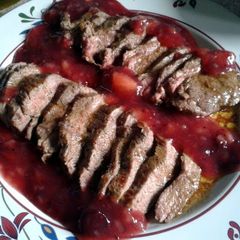 A picture of Venison Steaks & Fruit Sauce.