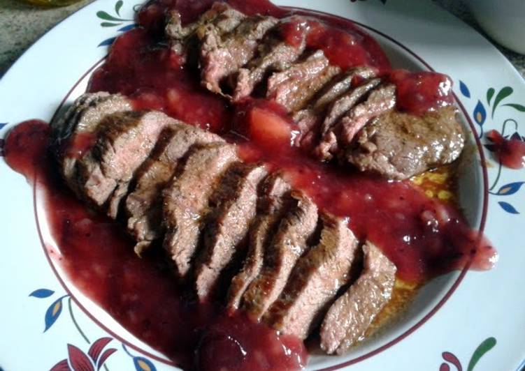 Venison Steaks & Fruit Sauce