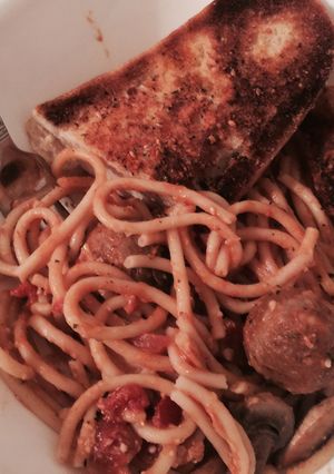 A picture of Bucatini With Turkey Meatballs.