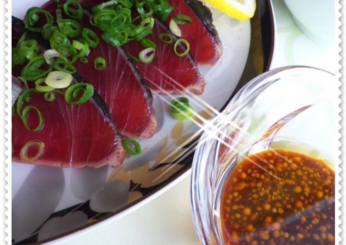 Katsuo No Tataki Seared Bonito With Mustard Sauce Recipe By Cookpad Japan Cookpad