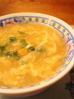 A picture of Chinese-style Corn and Egg Soup.