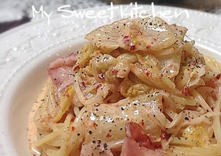 Simple Way to Prepare Favorite Addictive Kimchi and Bacon Cream Pasta