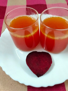 A picture of #bcam#pinkrecipes-clear pink soup.