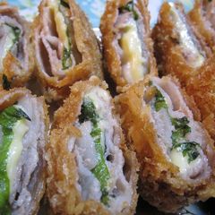 A picture of Pork Wrap with Shiso Leaves and Cheese.