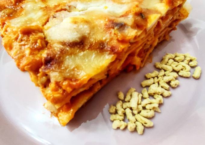 Lasagna vegetariana con ragù di soia