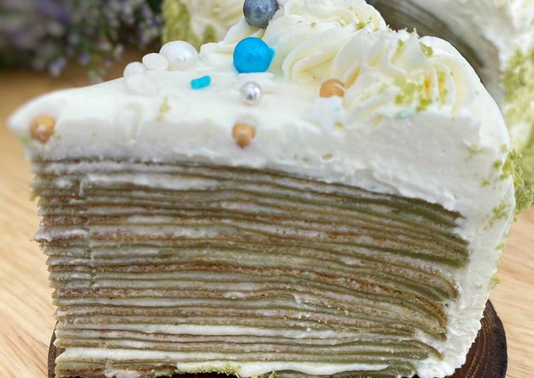 Bagaimana Membuat Green tea mille crepes - Thousand Layer Crepes Cake, Lezat Sekali