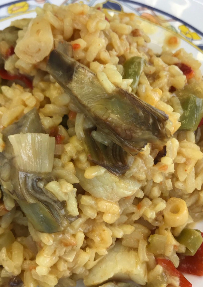 Una foto de Arroz de Alcachofa y Bacalao