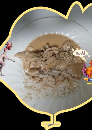 Una foto de Pollo con mermelada de fresa y queso